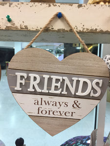 "Friends" Heart Shaped Hanging Sign